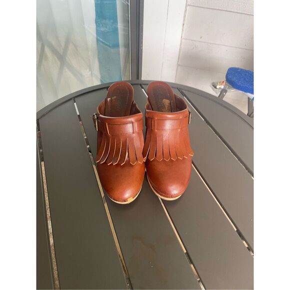 Madewell Kitlie Fringe Wood Heel Clogs Wedge Brown Size 10 - Picture 8 of 14